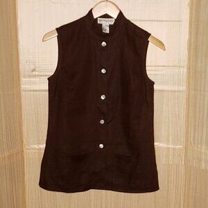 Bloomingdale's Womens Petite Brown Linen Sleeveless Tunic 4P
